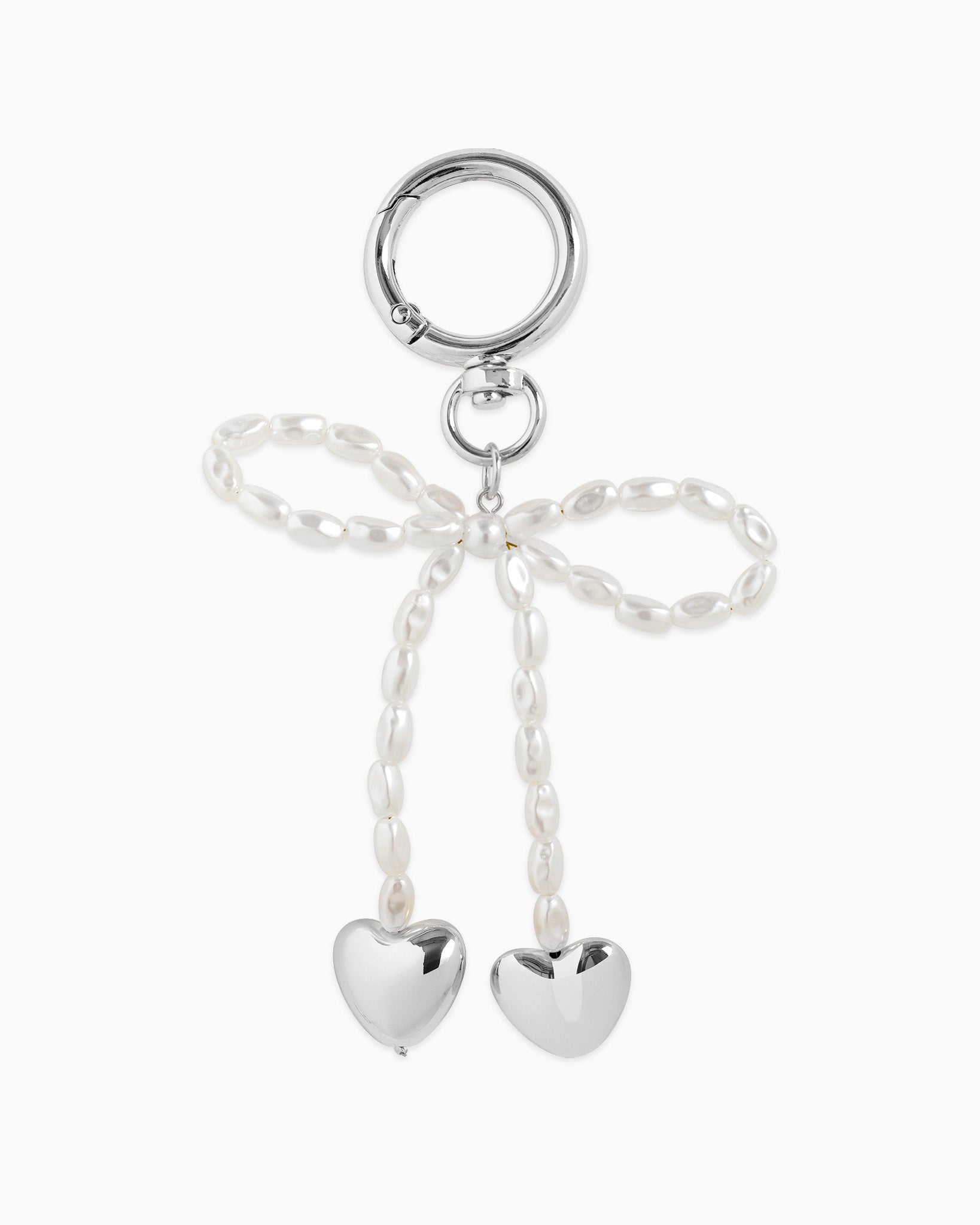 Pearly Bow Drop Heart Bag Charm